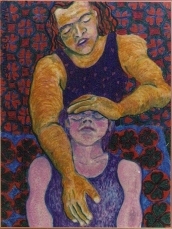 Claude gives me a massage - painting by bhh