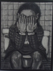 crying at work ~ drawing by bhh