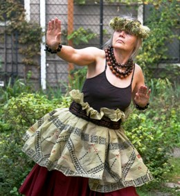 Barbara Helynn Heard dancing hula, 2013